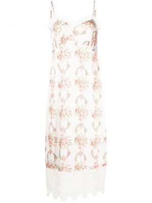 Midi haljina s cvjetnim printom s printom s čipkom Simone Rocha bijela
