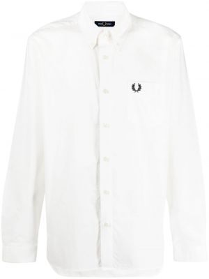Βαμβακερό πουκάμισο με κέντημα Fred Perry λευκό