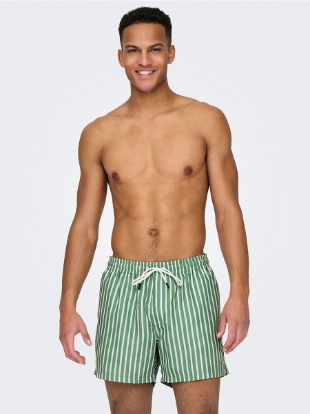 Pantalones cortos a rayas Only & Sons verde
