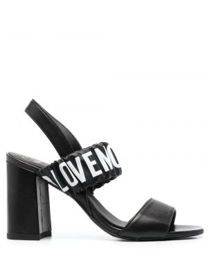 Slingback painettu nauhalliset sandaalit Love Moschino musta