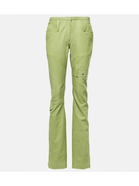 Kožené cargo kalhoty Acne Studios zelené