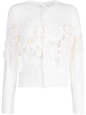 Cardigan cu model floral tricotate Comme Des Garçons Girl alb