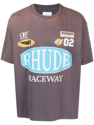 Βαμβακερή μπλούζα με σχέδιο Rhude γκρι