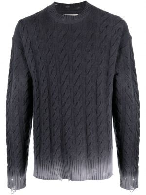 Пуловер с протрити краища Laneus сиво