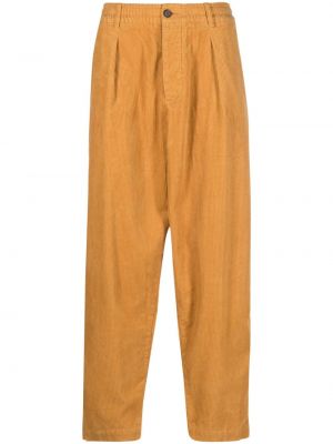 Plisirane relaxed fit hlače iz rebrastega žameta Universal Works rumena