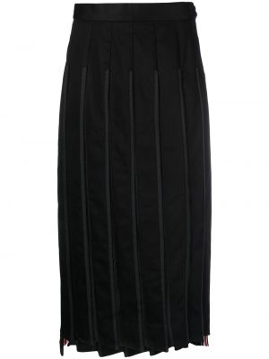 Hedvábné plisovaná sukně s vysokým pasem Thom Browne - černá