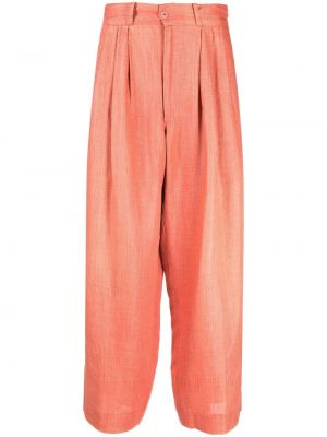 Λινό παντελόνι σε φαρδιά γραμμή Issey Miyake Pre-owned ροζ