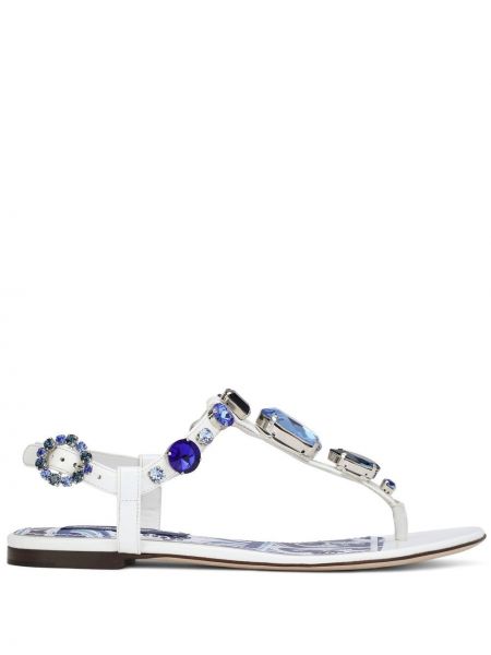 Kristallidega sandaalid Dolce & Gabbana valge