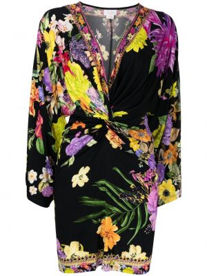 Večerna obleka s cvetličnim vzorcem s potiskom Camilla črna