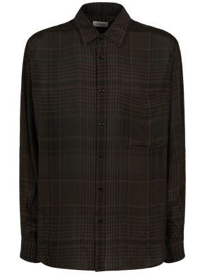 Kockovaná viskózová košeľa s potlačou Lemaire čierna