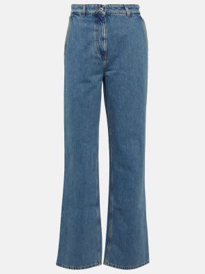 Straight fit džíny s vysokým pasem Burberry modré
