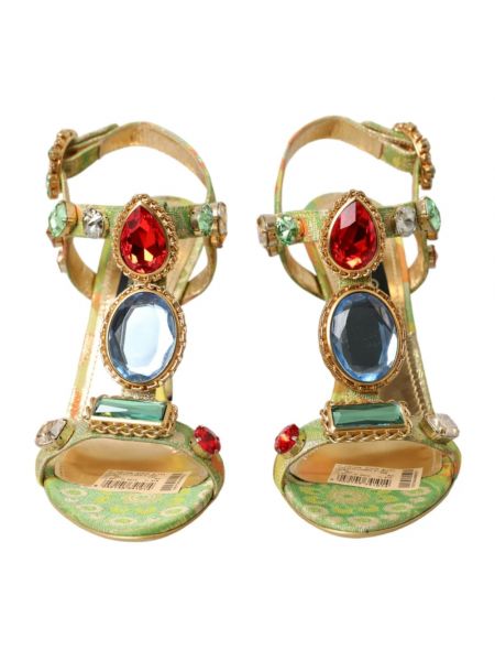 Sandalias de tiras de tejido jacquard de cristal Dolce & Gabbana