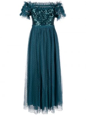 Vakarinė suknelė su blizgučiais Needle & Thread žalia