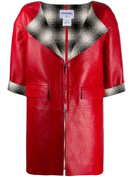 Manteau en cuir Chanel Pre-owned rouge