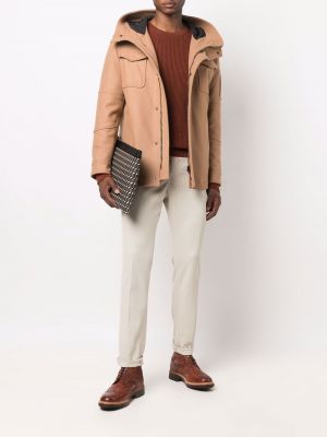 Abrigo con capucha con bolsillos Dondup marrón