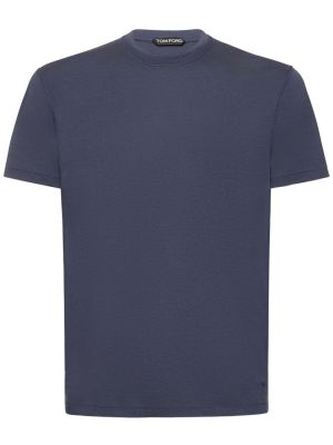 Camiseta de algodón lyocell Tom Ford azul