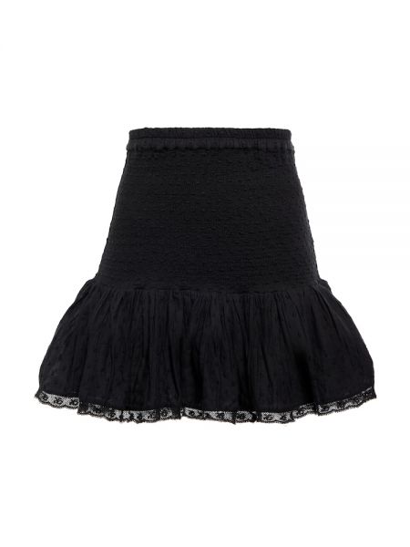 Bavlněné mini sukně s volány Loveshackfancy - černá