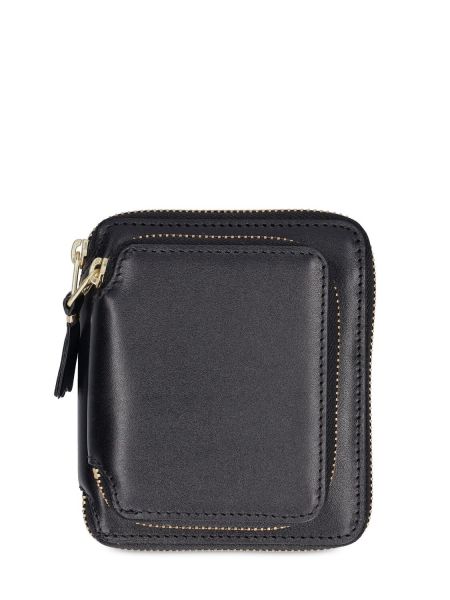 Usnjena denarnica z zadrgo Comme Des Garçons Wallet črna