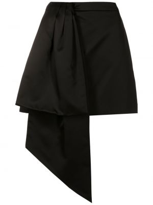 Saténové mini sukně s vysokým pasem na zip Nk - černá