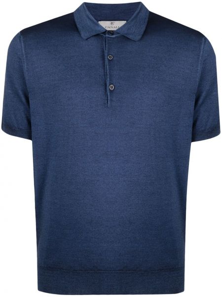 Strikket poloshirt Canali blå