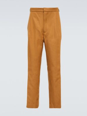 Bavlněné lněné kalhoty King & Tuckfield hnědé