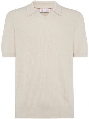 Medvilninis polo marškinėliai Brunello Cucinelli smėlinė
