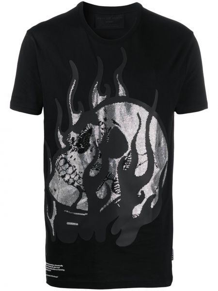T-krekls ar radzēm Philipp Plein melns