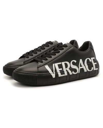 Кожаные кеды Versace, черные