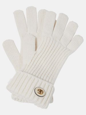 Кашемировые шерстяные перчатки Gucci белые