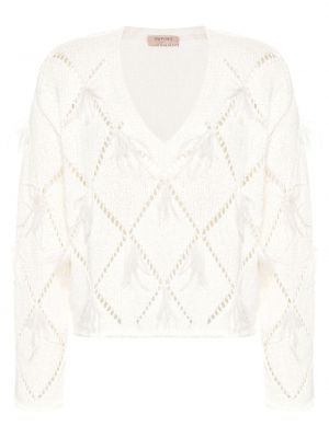 Пуловер с пера Twinset бяло