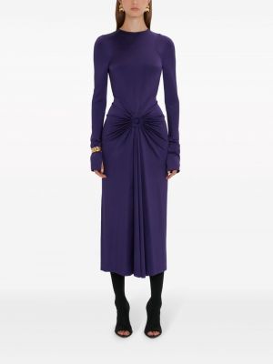 Satynowa sukienka midi Victoria Beckham fioletowa