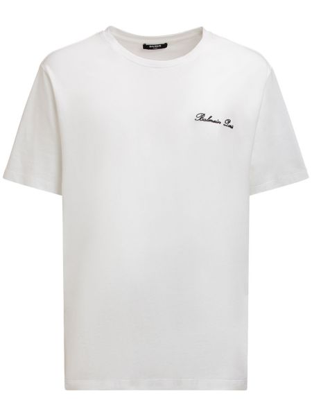 Camiseta de algodón Balmain blanco