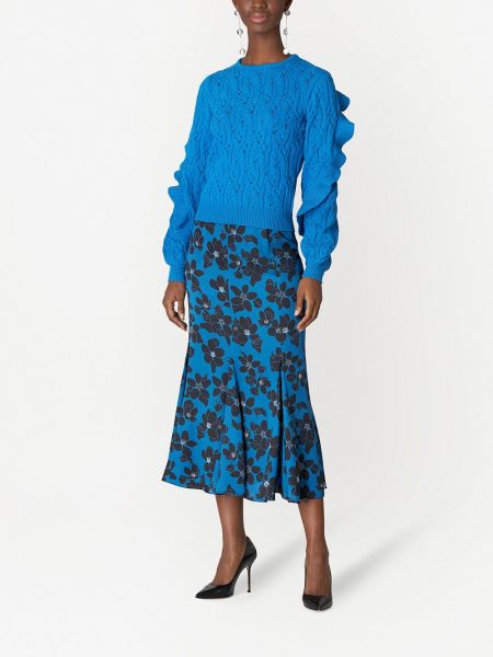 Falda de flores con estampado Carolina Herrera azul