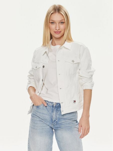 Priliehavá džínsová bunda Tommy Jeans biela