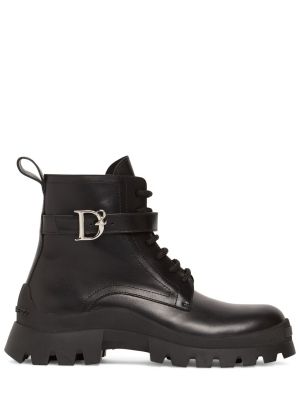 Kožené členkové topánky Dsquared2 čierna