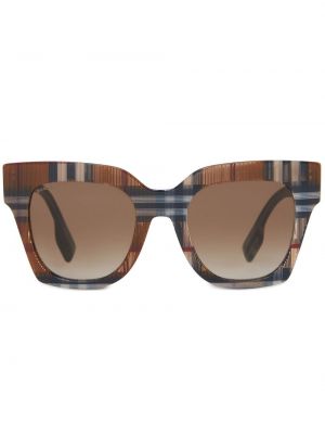 Okulary przeciwsłoneczne w kratkę Burberry brązowe