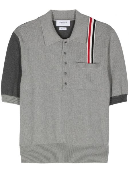 Polo à rayures en tricot Thom Browne gris