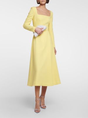 Μάλλινη μίντι φόρεμα Emilia Wickstead κίτρινο