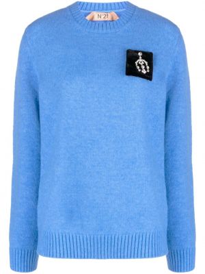 Пуловер с кръгло деколте с кристали N°21 синьо