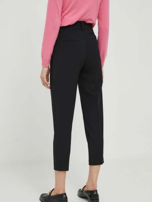 Jednobarevné kalhoty s vysokým pasem United Colors Of Benetton černé