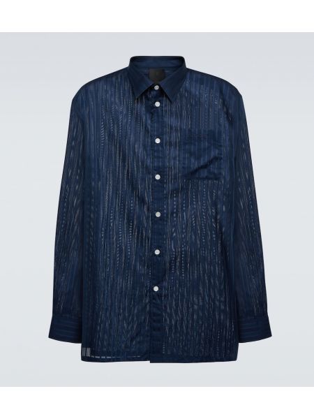 Bombažna srajca s črtami Givenchy modra