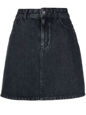 Bavlněné džínová sukně na zip s páskem Stella Mccartney - černá