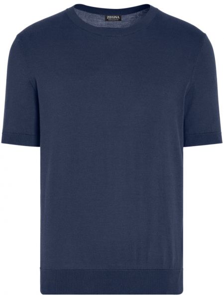 Adīti kokvilnas t-krekls Zegna zils