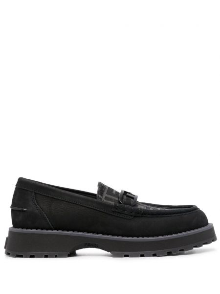 Pantofi loafer din piele cu imagine Fendi negru