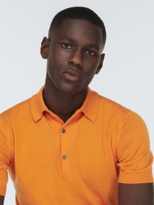 Памучна поло тениска John Smedley оранжево