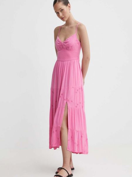 Midi haljina Hollister Co. ružičasta