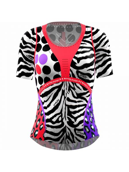 Zebra mintás póló Crazy Idea fekete