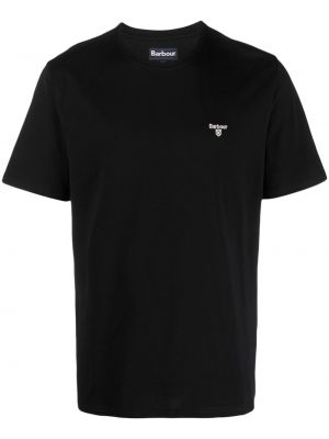 Bavlnené tričko s výšivkou s krátkymi rukávmi Barbour - čierna