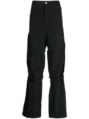 Ravne hlače z draperijo Jiyongkim črna