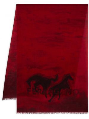 Echarpe en laine à imprimé Ferragamo rouge